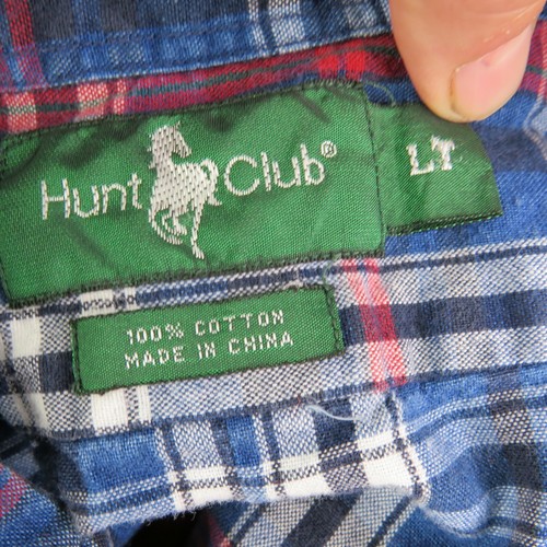 VTG HUNT CLUB Mens Size LT Blue Red Plaid Button Down Long Sleeve Shirt - Picture 7 of 8