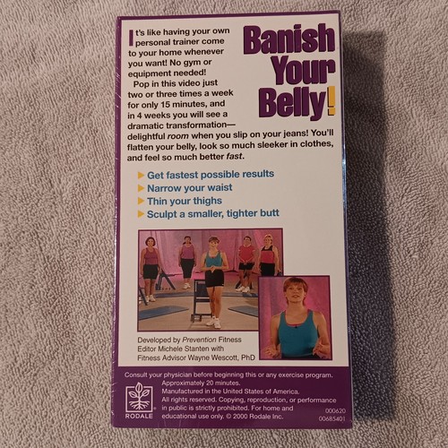 Prevention: Banish Your Belly! (VHS, 2000) 15 Minute Workout New Sealed Video - Picture 2 of 4