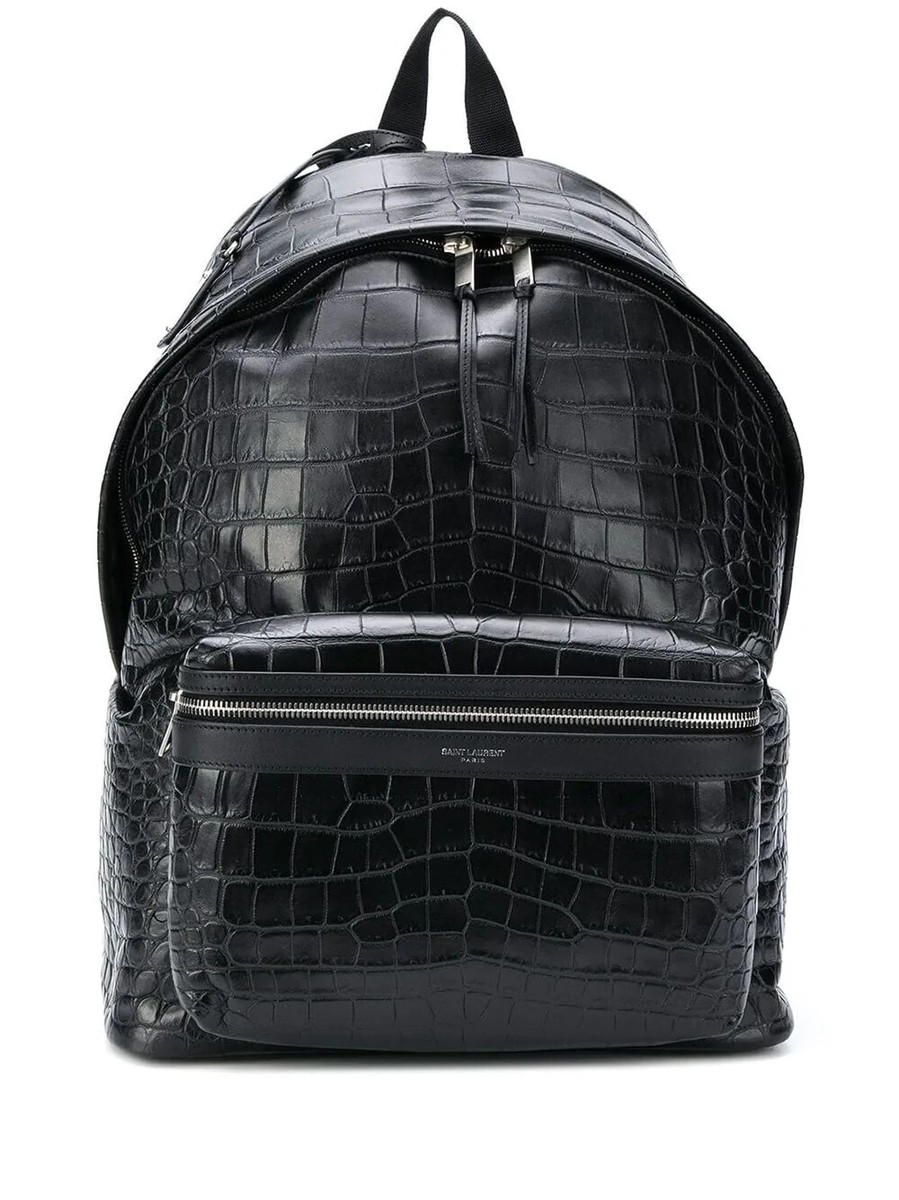 Saint Laurent Paris City Backpack Black Leather Crocodile Saint Laurent Paris City Backpack Black Leather Crocodile