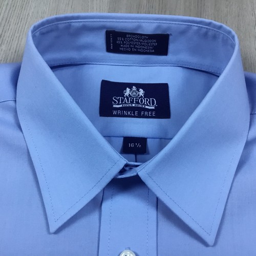 Stafford Dress Super Shirt Mens 16 1/2 Bluebell Broadcloth Short Sleeve Business - Picture 3 of 9