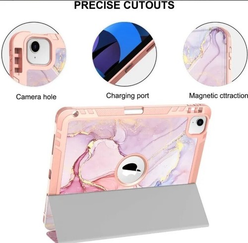 PIXIU Pink Marble Folio Case iPad Pro 11 2020 2021 2022 2018 Air 4th 5th Gen - Picture 2 of 9