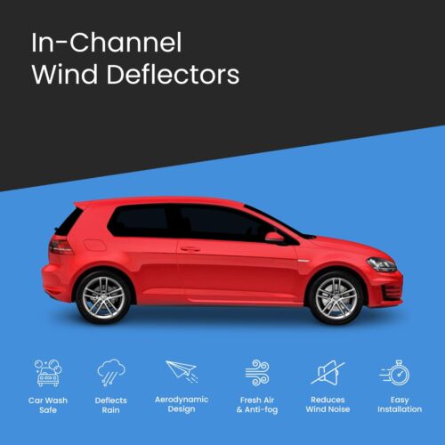 VW GOLF MK7 2013-2019 3 Door Hatchback Wind Deflectors 2pc Tinted - Picture 3 of 10