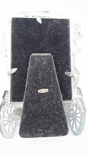 Wedding Picture Frame Just Married Carriage Metal Photo Art 3 1/2" x 5 Pre-owned - Picture 10 of 11