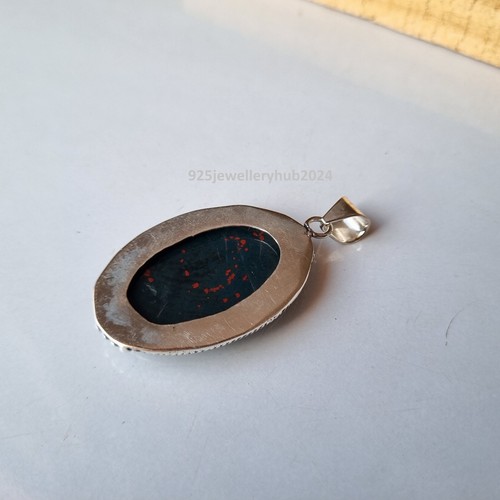 Natural Bloodstone Gemstone Pendant 925 Sterling Silver Awesome Pendant PG5377 - Picture 4 of 4