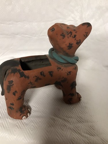 VINTAGE PRIMITIVE MEXICAN CLAY POTTERY TIGER PLANTER OR TEA LIGHT HOLDER - Picture 5 of 8
