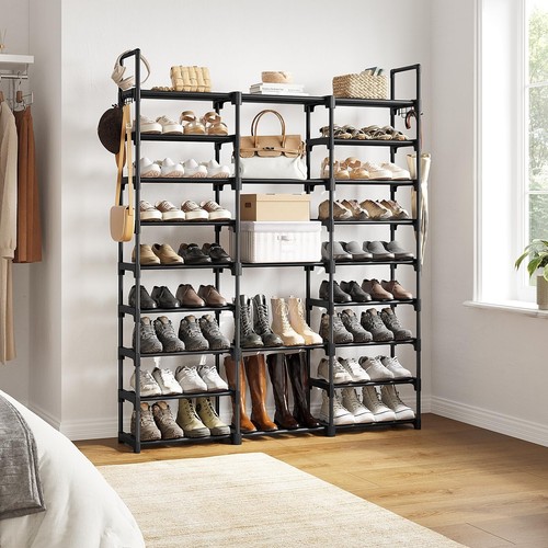 9 Tier Shoe Rack 3 Column Metal Storage Organizer 50-55 Pairs Closet Entryway - Picture 7 of 13