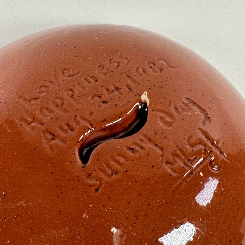 Marilyn Stoltzfus PA Dutch Pottery Egg Separator Distelfink Good Luck Bird - Picture 6 of 6