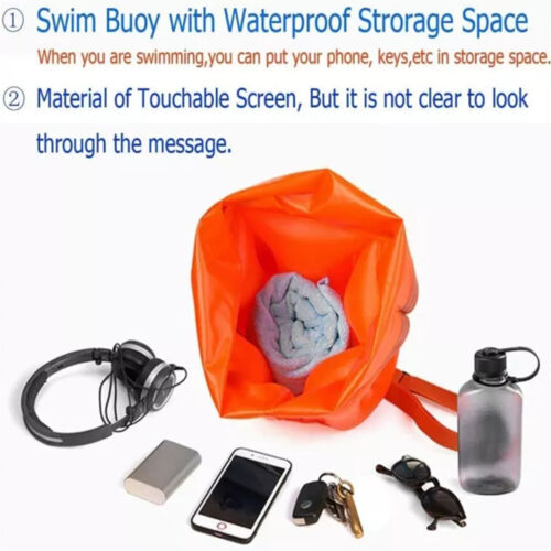 Inflatable Open Water Swim Buoy Air Dry Bag Buoy Tow Swimming PVC Storage Float - Picture 6 of 7