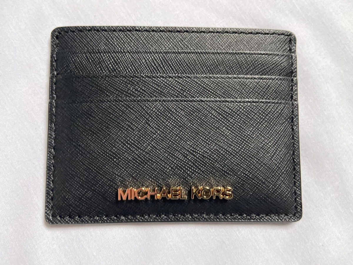 Michael kors black card holder discount