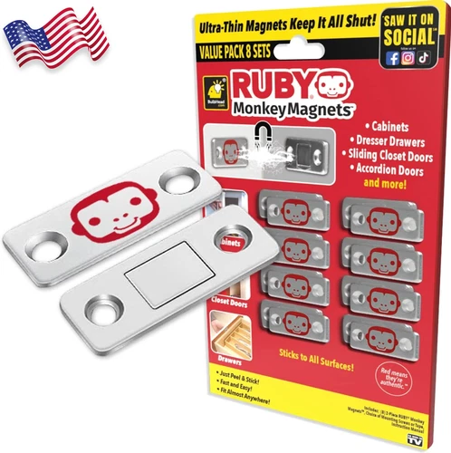 RUBY Monkey Magnets AS SEEN ON TV Ultra Thin Magnetic Plates Keep It All Shut