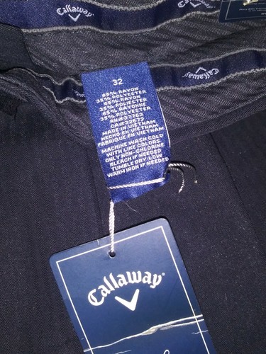 Sz.32 Callaway Golf Sport 100% Cotton Pleated Shorts,Solid navy Blue NWT - Afbeelding 3 van 5