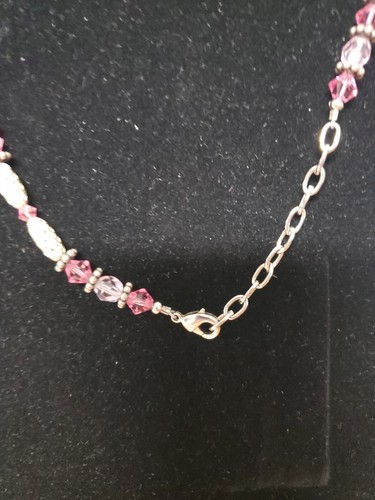 Womens Jewelry - Beaded Necklace - Pink and Gold Colors - 16" - Picture 3 of 4