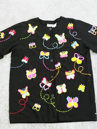 MICHAEL SIMON Butterfly Heaven Bright & Vibrant Jacket Coat Womens Sz M 👚tb2-18 - Foto 1 di 10