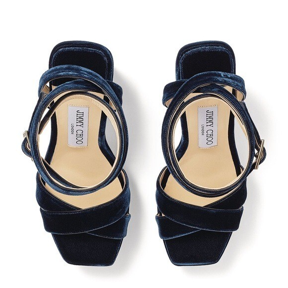 JIMMY CHOO Gaia 140 Velvet Platform Sandals 39.5 | eBay