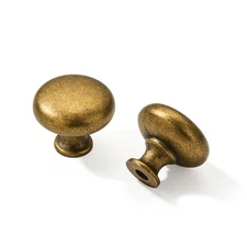 khtumeware 1-1/4" (32 mm) 10 Pack Drawer Pulls Antique Brass Cabinet Knobs