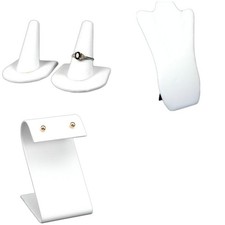 White Leather Ring Finger,Leather Pendant,White Leather Earring Display Kit