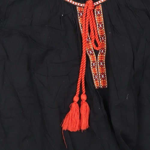 H&M Women's Black Embroidered Tunic Blouse - Size 10 - Picture 8 of 12