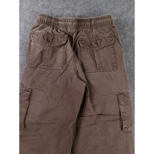 LL Bean Pants Kids 12 Brown Cargo Drawstring Waist Outdoor Retro Camping 90s - Picture 12 of 14