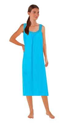 i-Smalls Damen Negligee mit tiefem U-Ausschnitt hinten leicht türkis Nachthemd mit