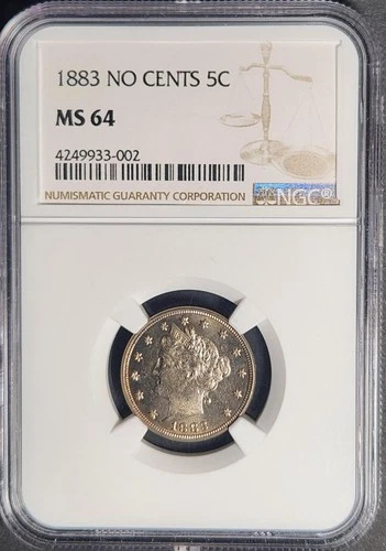 1883 5C NO CENTS Liberty Nickel NGC MS 64