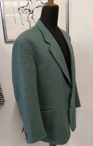 Cacharel Cashmere Lana Vintage Green Pied De Poule Blazer Size 54 Made In Italy - Imagen 3 de 12