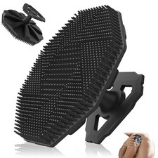 Silicone Body Scrubber, Non-Slip Handheld Cleansing Standard, Octagon Black