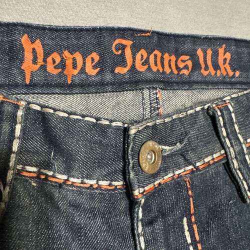 Vintage bestickte Pepe Jeans UK London Herren blau Denim Jeansshorts Gr. 34 - Bild 2 von 8