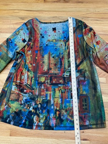 Ali Miles Damen XL Rot Bluse Polyester Tunika Abstrakt Print Stretch Freizeit - Bild 3 von 8