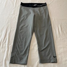 Nike Pro Womens Leggings Dri-Fit Medium Gray Fitted Activewear