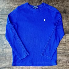 Polo Ralph Lauren Blue Waffle-Knit Long-Sleeve Shirt - Boys Large 14-16