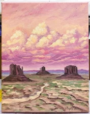 ORIGINAL Oil Painting Impressionism Monument Valley National Park Sunset 8"x10"
