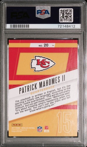 Panini Absolute Patrick Mahomes II 2017 Rookie Roundup Retail PSA 8 #20 Chiefs - Imagen 2 de 2