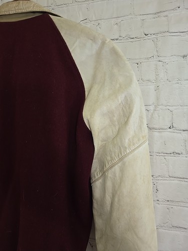 Vtg 60s 70s Streetwear Mens 42 Distressed Wool Leather Varsity Letterman Jacket - Picture 16 of 24
