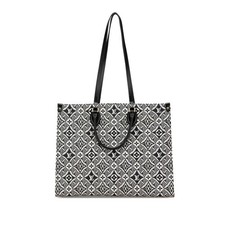 Louis Vuitton On the Go Handbag Tote Bag Black White Blue Canvas
