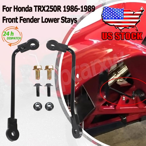 For 1986-1989 Honda TRX250R Front Fender Lower Stays Mount Bracket Black Steel - Picture 1 of 12