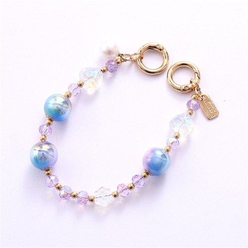 Colorful Acrylic Beads Mobile Phone Chain Strap Holder Wristband Phone Pendant - Photo 3 sur 15