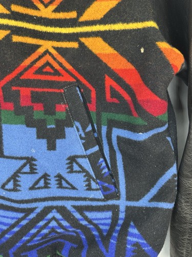Pendleton Jacket Men's Large Leather Wool Western Aztec Native Coat - Picture 7 of 18