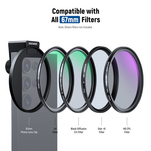 NEEWER NW SERIES SD 67mm CPL Phone Filter - w/ Cold Shoe for iPhone/Samsung - Picture 7 of 8