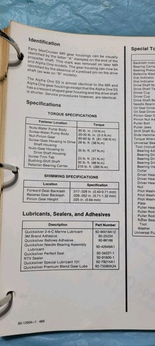 Mercruiser No 6 Stern Drive Units R, MR, Alpha One, Alpha One SS Service Manual - Picture 9 of 23