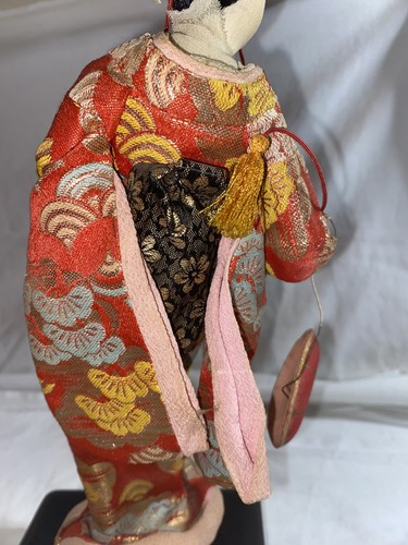 Geisha Dolls Japan Orange Nishi Windup Sanjo Music Box Rotante 12” Funzionante - Foto 7 di 9