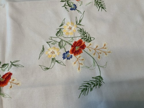 Vintage Embroidered 31” X 32” Square Table Cloth - Picture 4 of 12