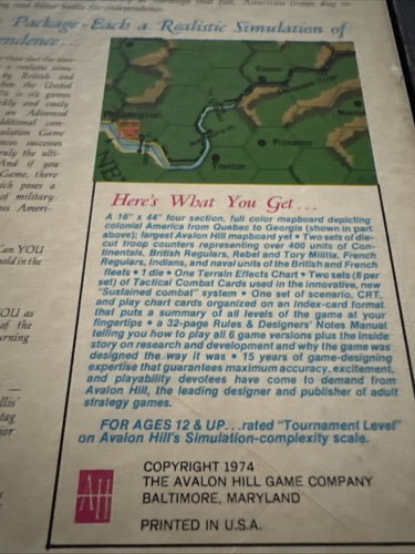 1974 Avalon hill Bookcase Game " 1776 The Game Of American Revolutionary War" - Picture 22 of 22