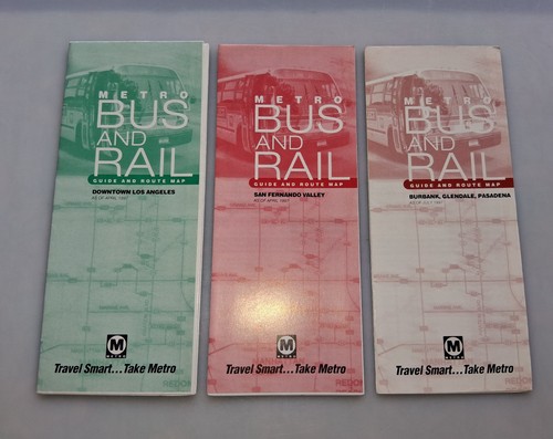 1997 RTD Los Angeles Transit System Guida Metro Mappe Autobus e Ferrovie - Foto 1 di 17