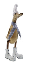 Deko Ente Holz Laufente Stiefel Gans Vogel Garten Tier Figur Skulptur Objekt