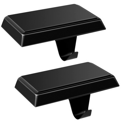Black Weighted Christmas Stocking Holders Mantle Hooks Protective Pad 2 PCS