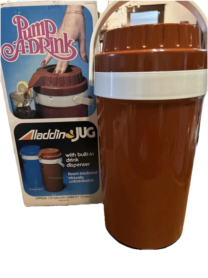 Jarra Bomba-a-Bebida Aladdin 1/2 Galón De Colección Termo Aislado Naranja Plástico Nº 575 Foto 2 de 4