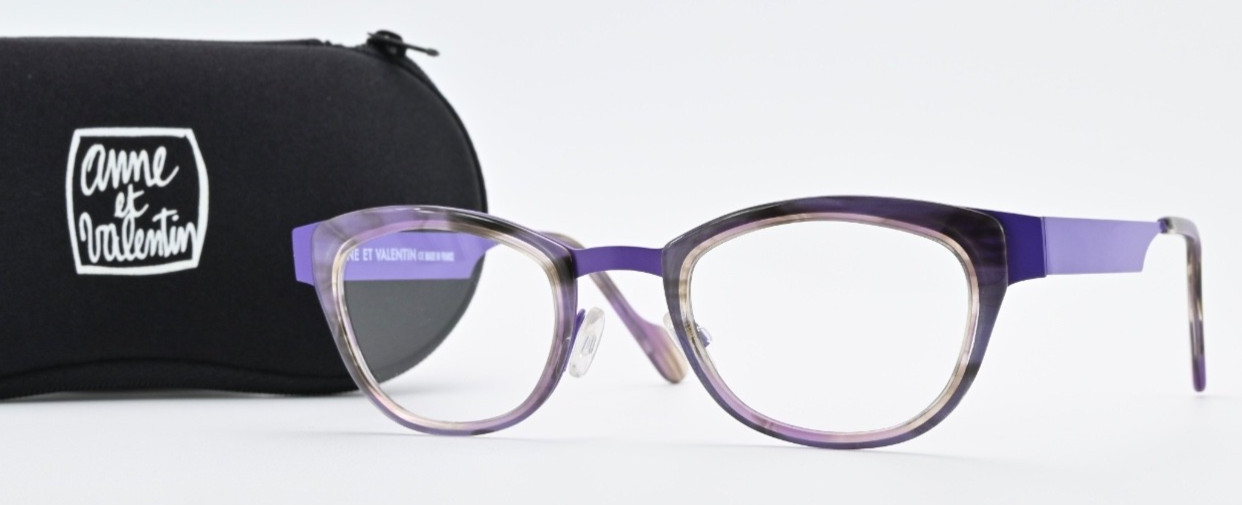 ANNE ET VALENTIN Brille Fairy U 244 Cat Eye Oval Seidenmatt Lila Art Design M