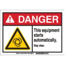 BRADY 145744 Danger Sign, 7" Height, 10" Width, Plastic, Rectangle, English