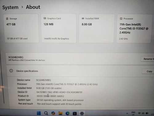 Hp Pavilion X360 i5-1135G7 8GB 512GB Touchscreen - Picture 15 of 17