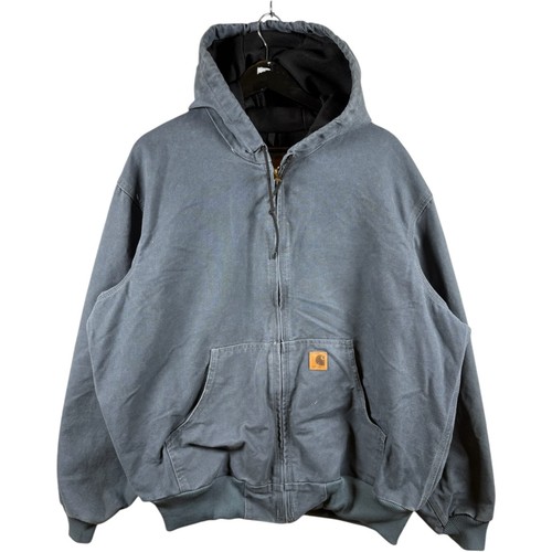 Vintage Carhartt Canvas Full Zip Hooded Workwear Jacket Gray Mens XL - Picture 1 of 7